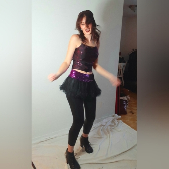 Shimmering strappy club top in pink/purple - Picture 4 of 8